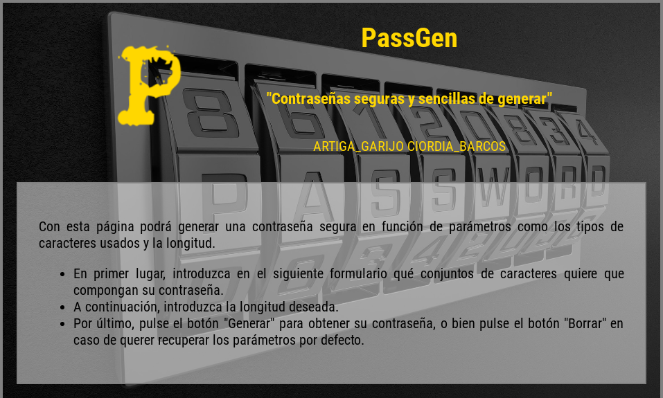 screenshot de la cabecera de PassGen